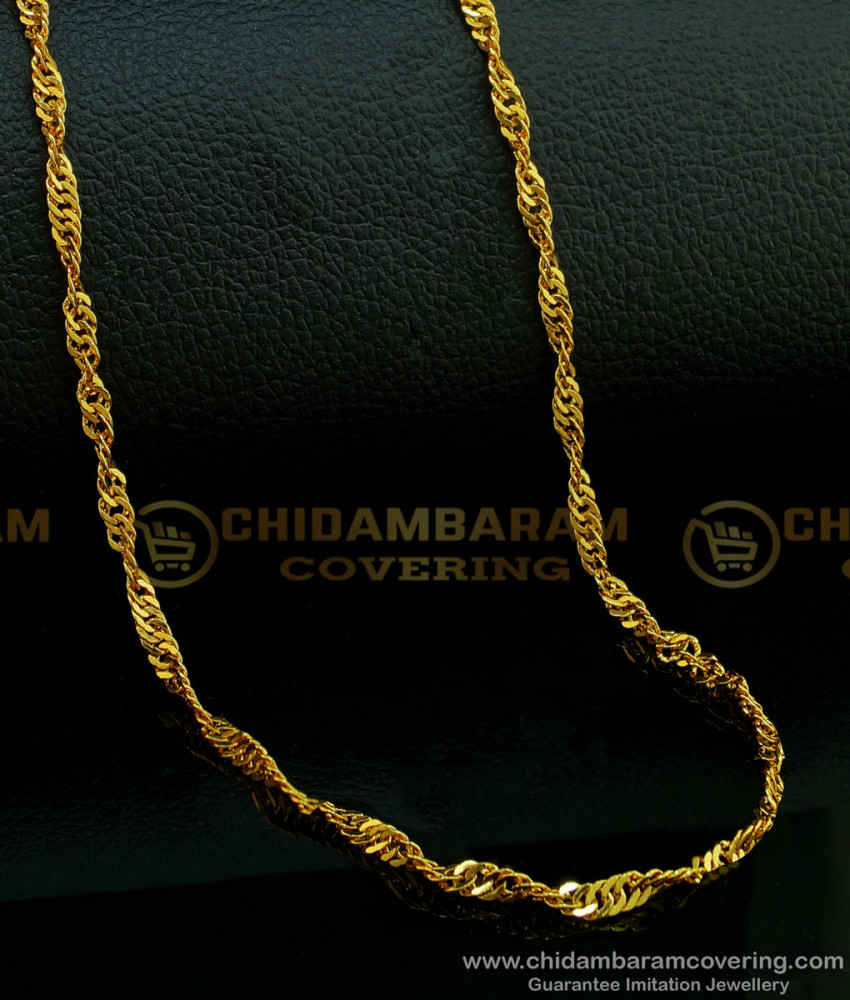CHN206 - One Gram Gold Twisted Disco Chain Buy Indian Imitation Jewellery Online