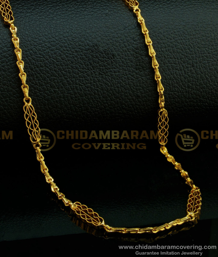 CHN207 - One Gram Gold Plated Light Weight Poo Katta Mugappu Model Chain Buy Online