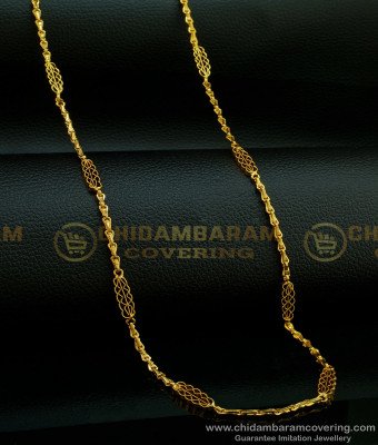 CHN207 - One Gram Gold Plated Light Weight Poo Katta Mugappu Model Chain Buy Online