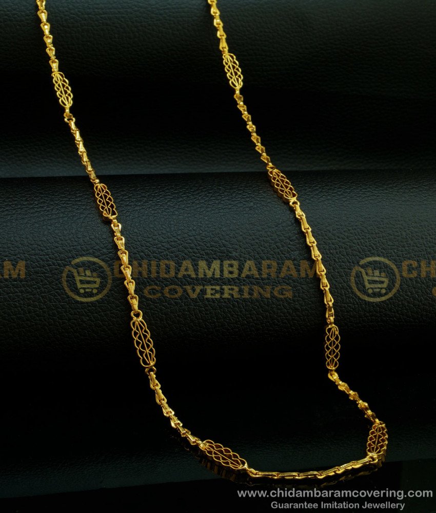 CHN207 - One Gram Gold Plated Light Weight Poo Katta Mugappu Model Chain Buy Online