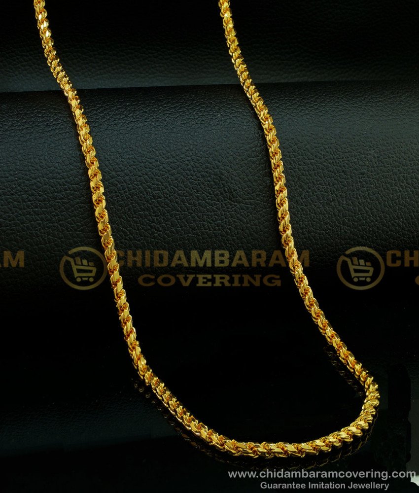 CHN210-XLG - 36 Inches South Indian Wedding Thirumangalyam Thali Kodi Thick Gold Rope Chain Design Online