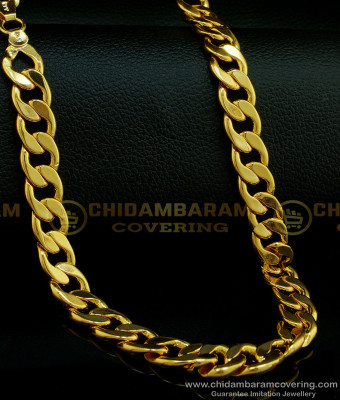 CHN211-LG - 30 Inches 1 Gram Gold Plated Guaranteed Long Chain Heavy Thick Link Chain for Men