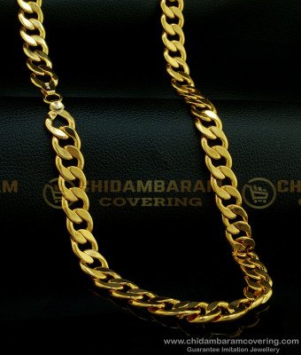 CHN211-LG - 30 Inches 1 Gram Gold Plated Guaranteed Long Chain Heavy Thick Link Chain for Men