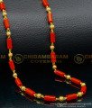 CHN226 - Traditional One Gram Gold Daily Use Red Coral Beads Chain for Ladies 