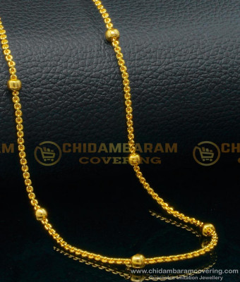 CHN045-LG - 30 Inches Long Gold Balls Gold Plated South Indian Chain Design Online