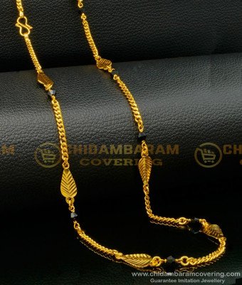 CHN233 - Traditional Daily Use 1 Gram Gold Black Crystal Chain Online Shopping