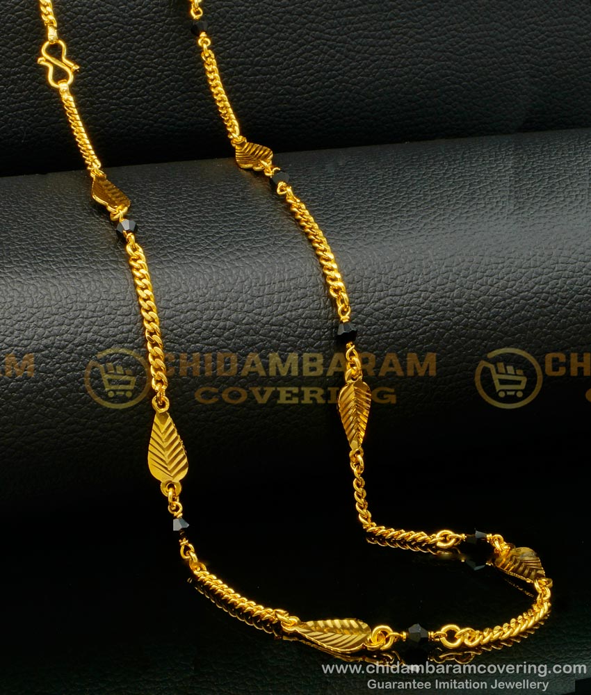 CHN233 - Traditional Daily Use 1 Gram Gold Black Crystal Chain Online Shopping