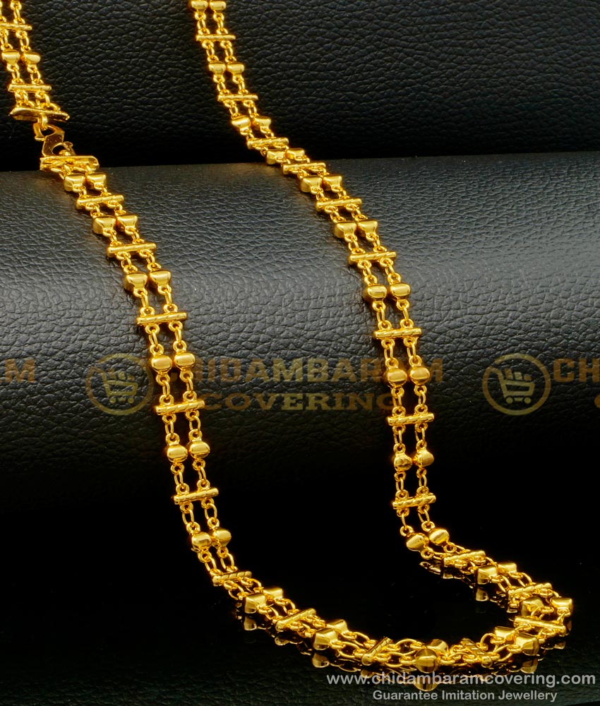 CHN237-LG- 30 Inches South Indian Jewellery Daily Wear One Gram Gold Guaranteed 2 Line Chain Online