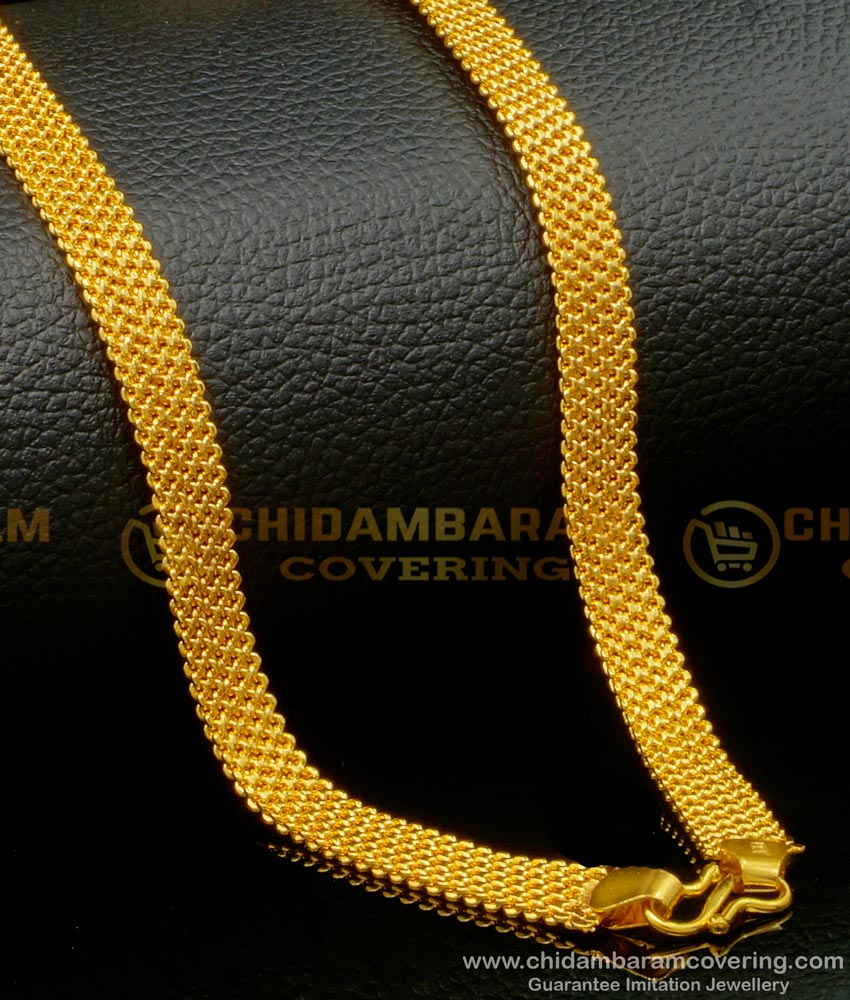 CHN238-LG - 30 Inches Long One Gram Gold Daily Wear Broad Gold Chain for Men 
