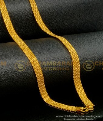 CHN238-LG - 30 Inches Long One Gram Gold Daily Wear Broad Gold Chain for Men 