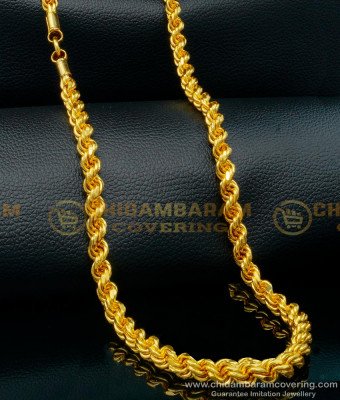 CHN240 - 24 Inch South Indian Thirumangalyam Over Thick Thali Kodi Gold Rope Chain Design Online