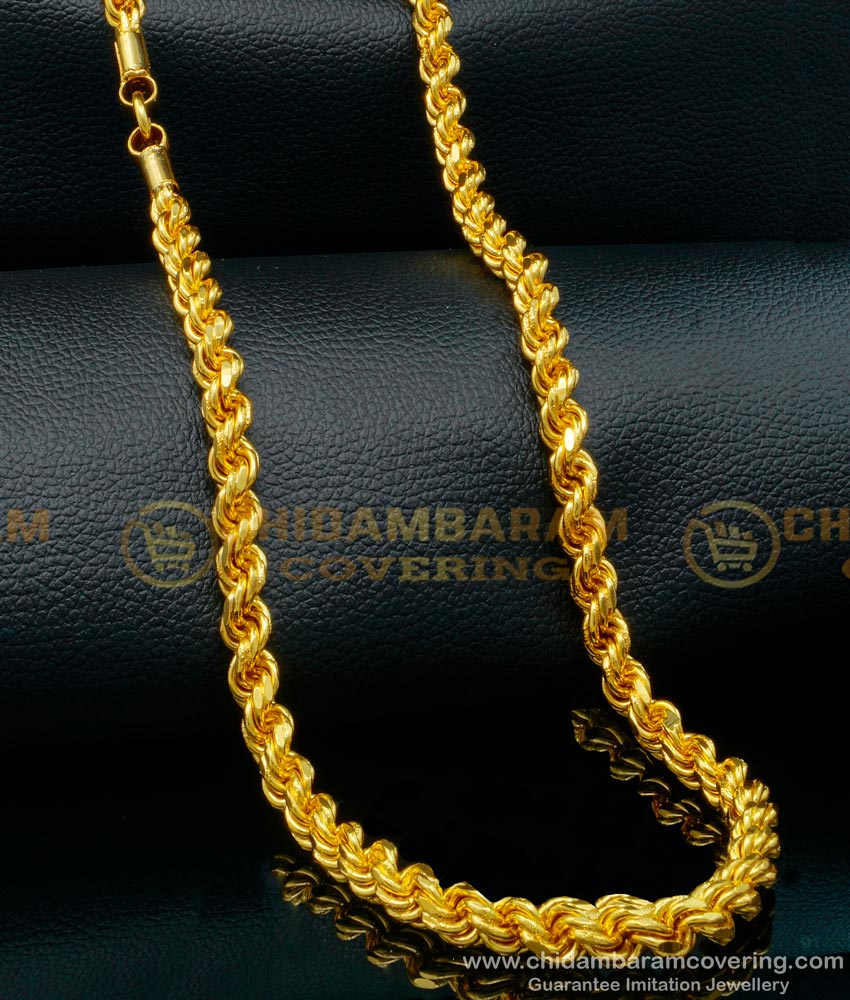 CHN240 - 24 Inch South Indian Thirumangalyam Over Thick Thali Kodi Gold Rope Chain Design Online