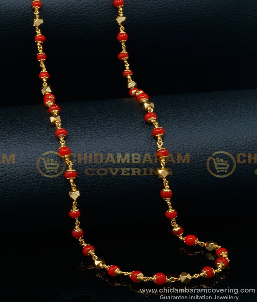 CHN243 - Beautiful Pavalam Gold Chain Models Gold Plated Coral Chain Online Shopping