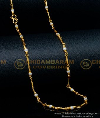 CHN244 - New Model Unique Pearl Chain Designs Artificial Pearl Mala Buy Online