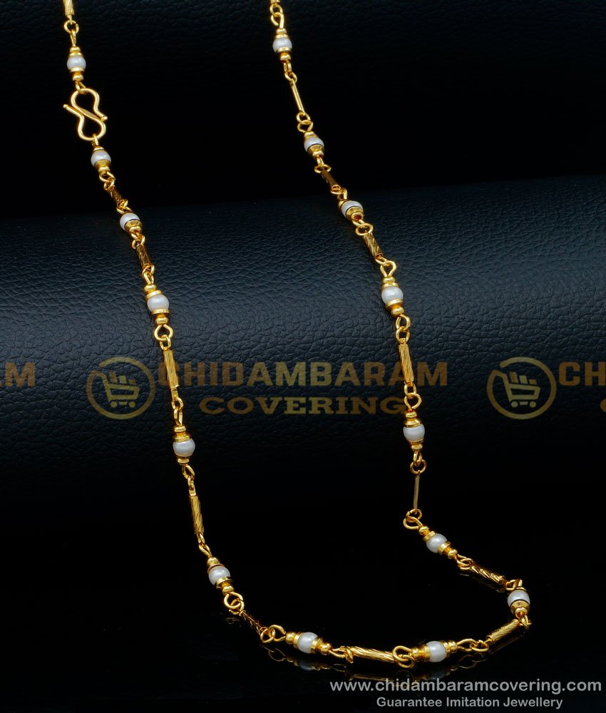 CHN244 - New Model Unique Pearl Chain Designs Artificial Pearl Mala Buy Online