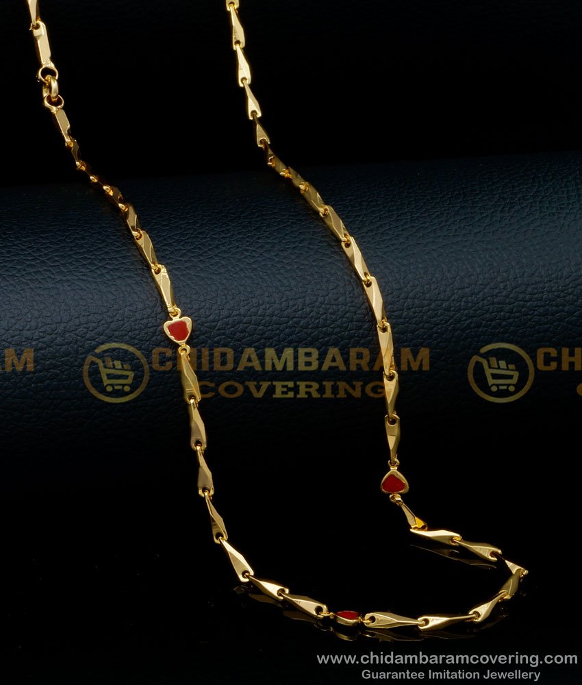 CHN247 - New Model Coral Heart Design Artificial Gold Chain with Guarantee 