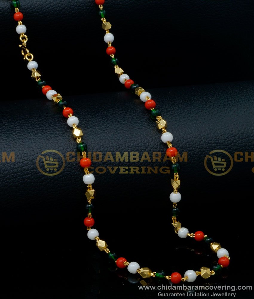 CHN252 - Traditional Beads Long Chain Designs Indian Imitation Jewellery Online Shopping