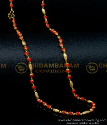 CHN254 - Traditional Pavalam Chain Models Imitation Coral Jewellery Online Shopping
