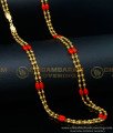 CHN255 - Traditional Gold Design Red Coral Two Line Chain Gold Pavazham Chain Buy Online