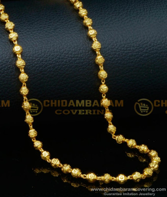 CHN258 - Traditional Gold Ball Chain Milagu Mani Mala Long Chain for Women
