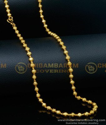 CHN258 - Traditional Gold Ball Chain Milagu Mani Mala Long Chain for Women