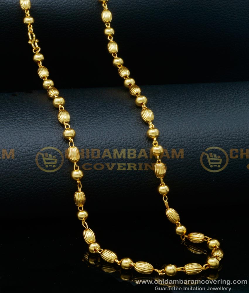 CHN259 - Beautiful Light Weight Gold Balls Chain Design Online 