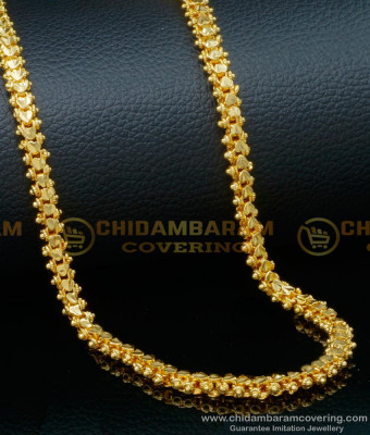 CHN267-LG - 30 Inches Gold Plated Jewellery Heart Model Neck Chain Designs for Ladies