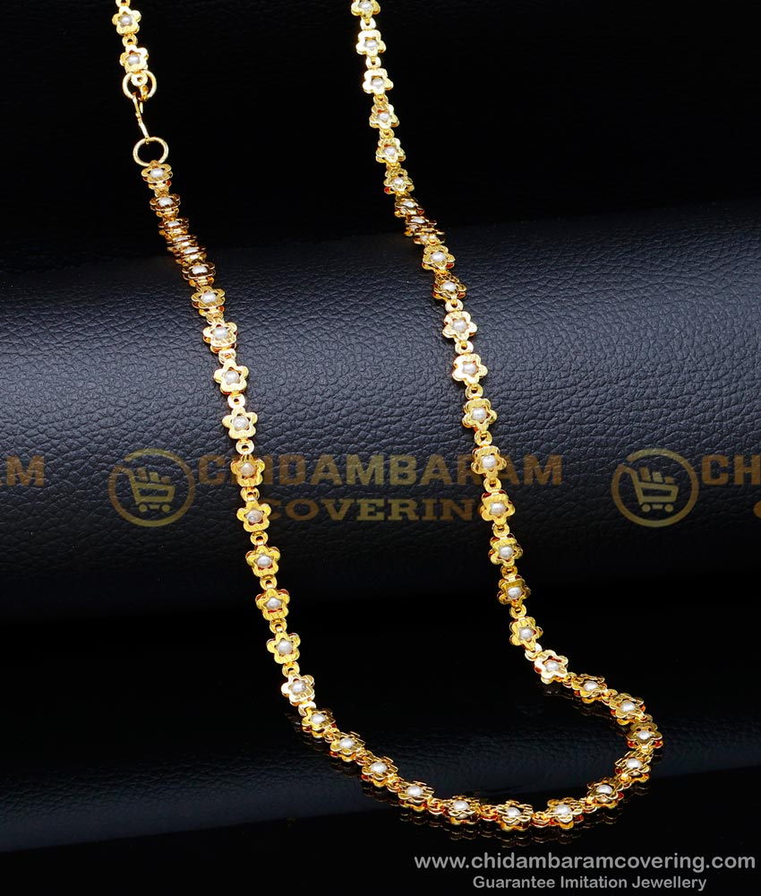 CHN274 - Traditional Light Weight Pearl Long Chain Designs for Women