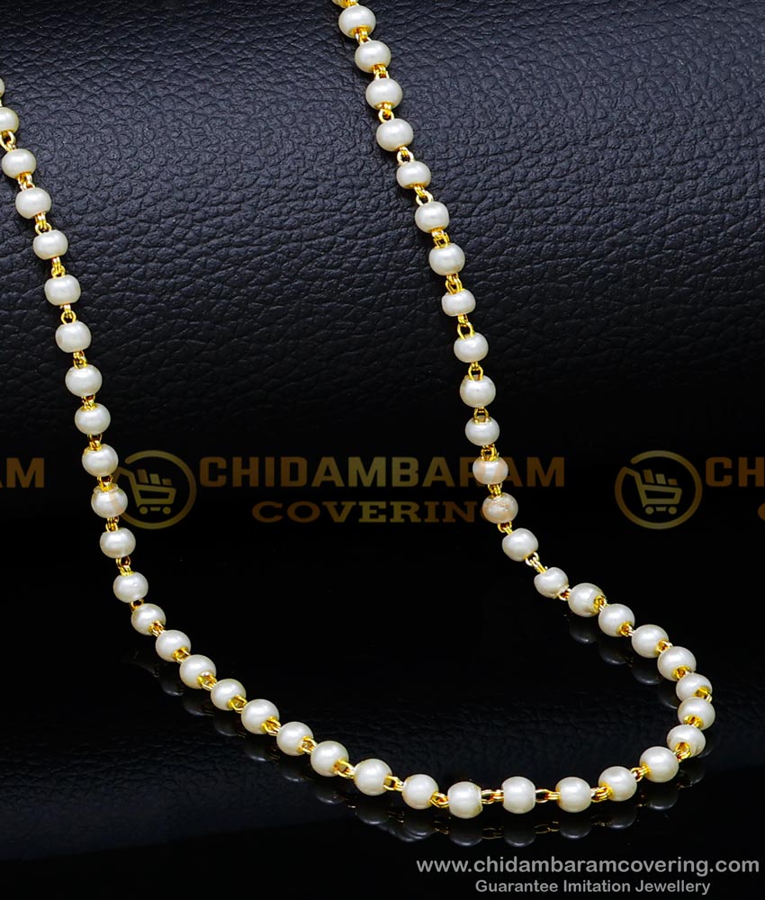 CHN275-LG - 30 Inch Long One Gram Gold Muthu Mala Designs Long Beads Chain Online