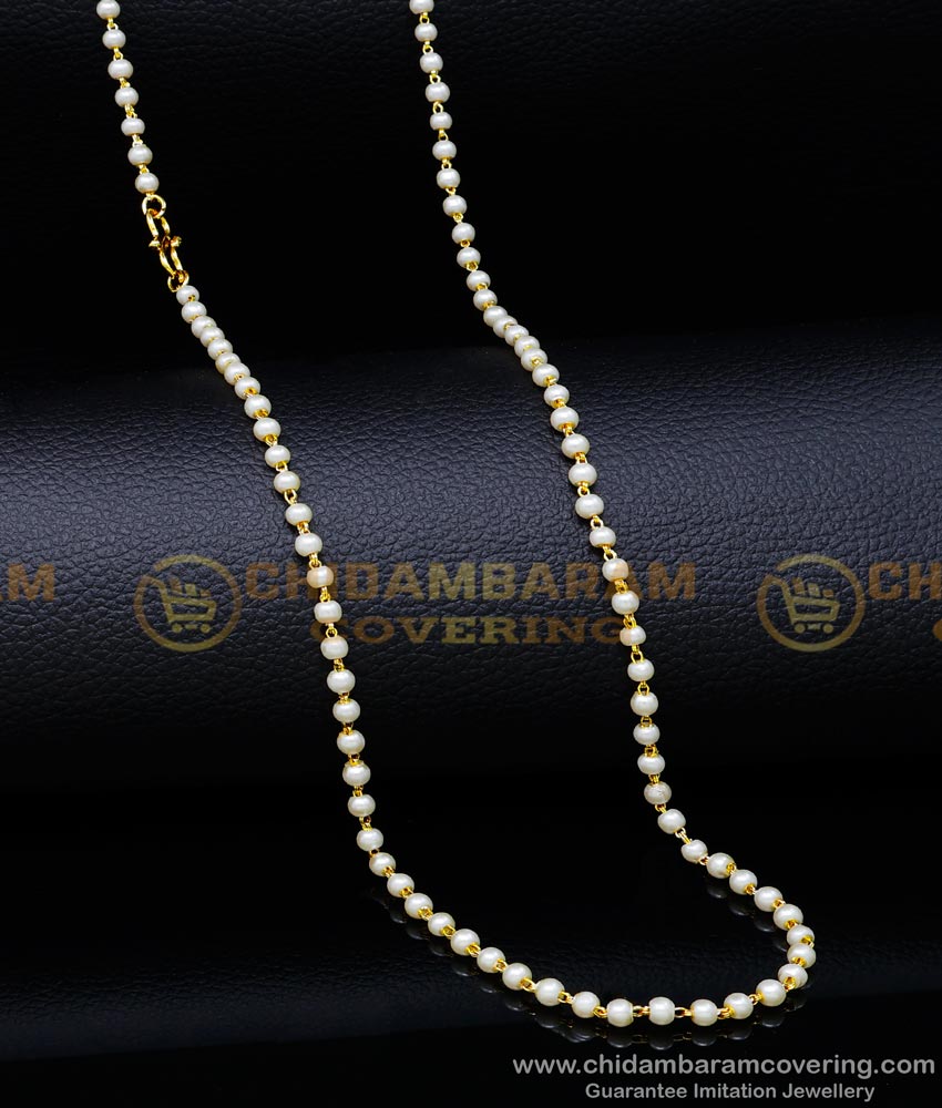 CHN275-LG - 30 Inch Long One Gram Gold Muthu Mala Designs Long Beads Chain Online