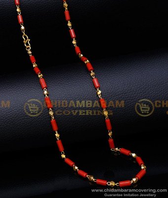 CHN278 - Traditional Long Pavalam Gold Chain Designs for Ladies 
