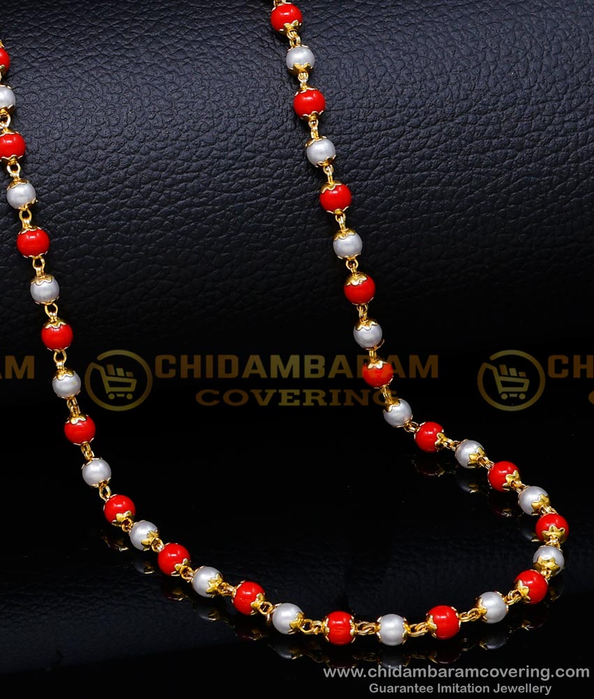 CHN279-XLG - 36-Inch Long Gold-Plated Muthu Pavalam Chain with 6-Month Warranty