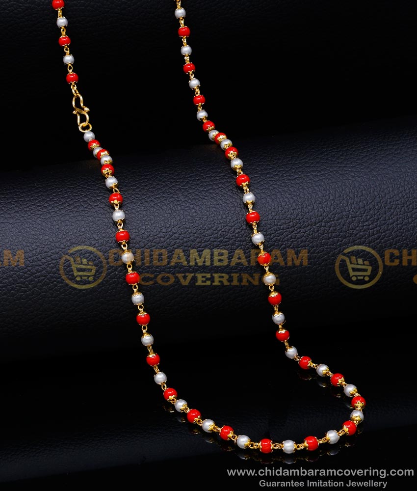 CHN279-XLG - 36-Inch Long Gold-Plated Muthu Pavalam Chain with 6-Month Warranty