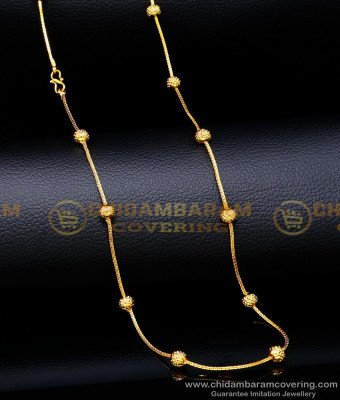 CHN282 - Latest Light Weight Thin Chain with Gold Balls Design 