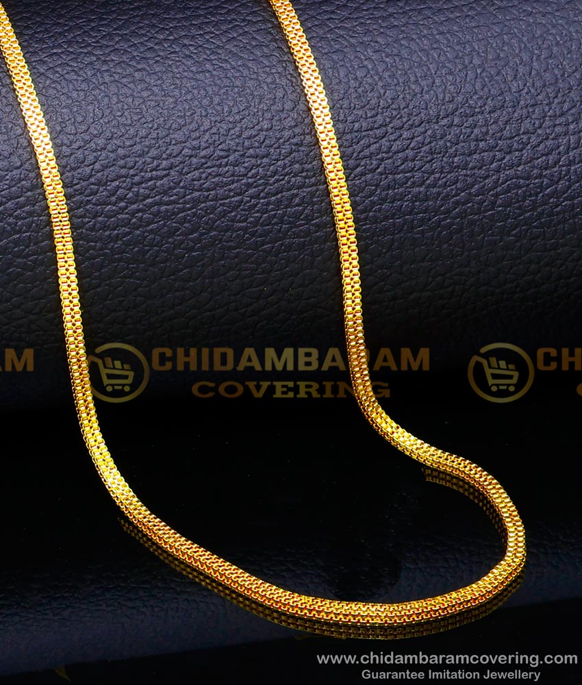 CHN285-XLG - 36 Inch Trendy Box Chain Gold Design 1 Gram Gold Covering Chain Online