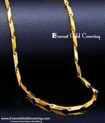 CHN293 – Gold Look Heavy Square Cutting Chain Designs for Men