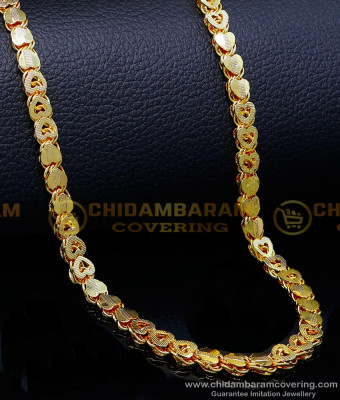 CHN300-LG - 30 Inches Long Heart Design Daily Use 1 Gram Gold Chain