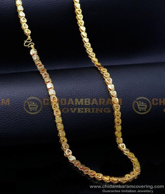 CHN300-LG - 30 Inches Long Heart Design Daily Use 1 Gram Gold Chain
