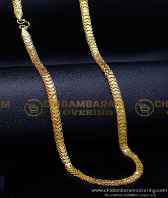 CHN301-LG - 30 Inches Latest Double Side Heart Design Gold Plated Chain
