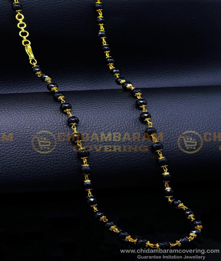 CHN307 - First Quality Gold Black Beads Chain Models for Women