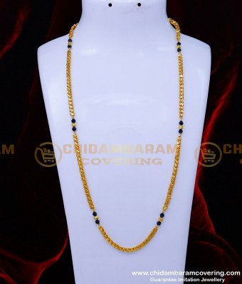 CHN317 - Gold Plated Black Crystal Yellow Gold Mangalsutra Design