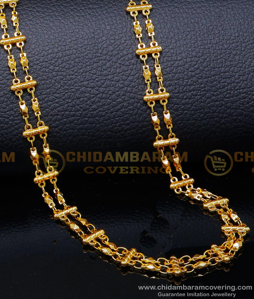 CHN322 - Gold Plated Daily Use 2 Line Gold Chain Designs for Women