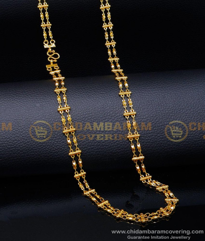CHN322 - Gold Plated Daily Use 2 Line Gold Chain Designs for Women