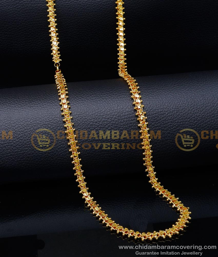 CHN325-XLG - 36 Inches Gold Plated Chain with Guarantee Heart Design Long Chain