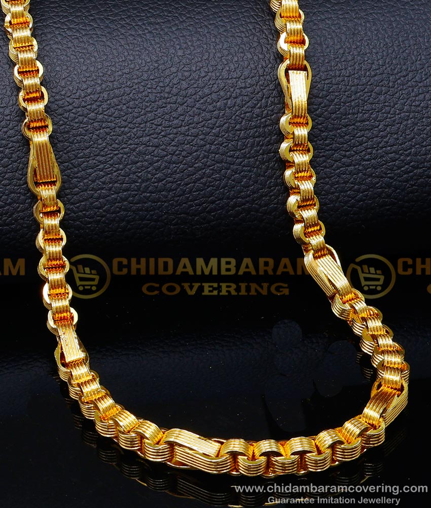 CHN326-LG - 30 Inches Gold Plated Chain New Model Thick Long Chain for Men