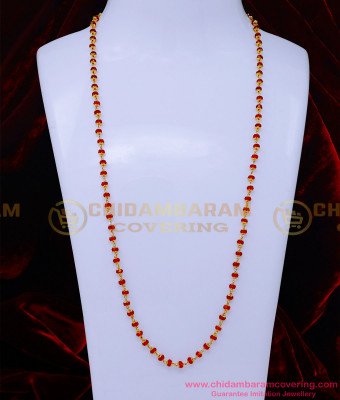 CHN331 - 1 Gram Gold Plated Crystal Kerala Gold Mani Mala Designs