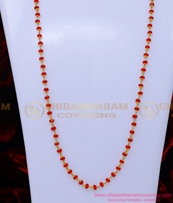 CHN331 - 1 Gram Gold Plated Crystal Kerala Gold Mani Mala Designs