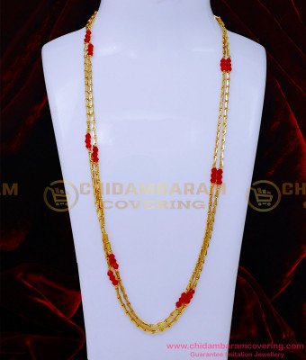 CHN335 - New Red Crystal Double Line Daily Use Chain Design for Women