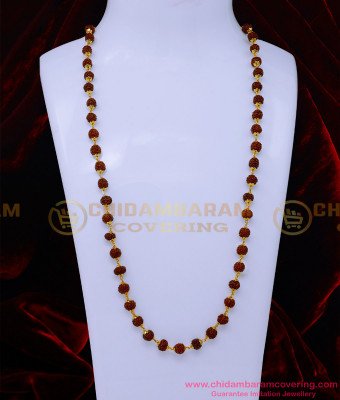 CHN336 - One Gram Gold Plated Men Single Rudraksha Gold Chain Design