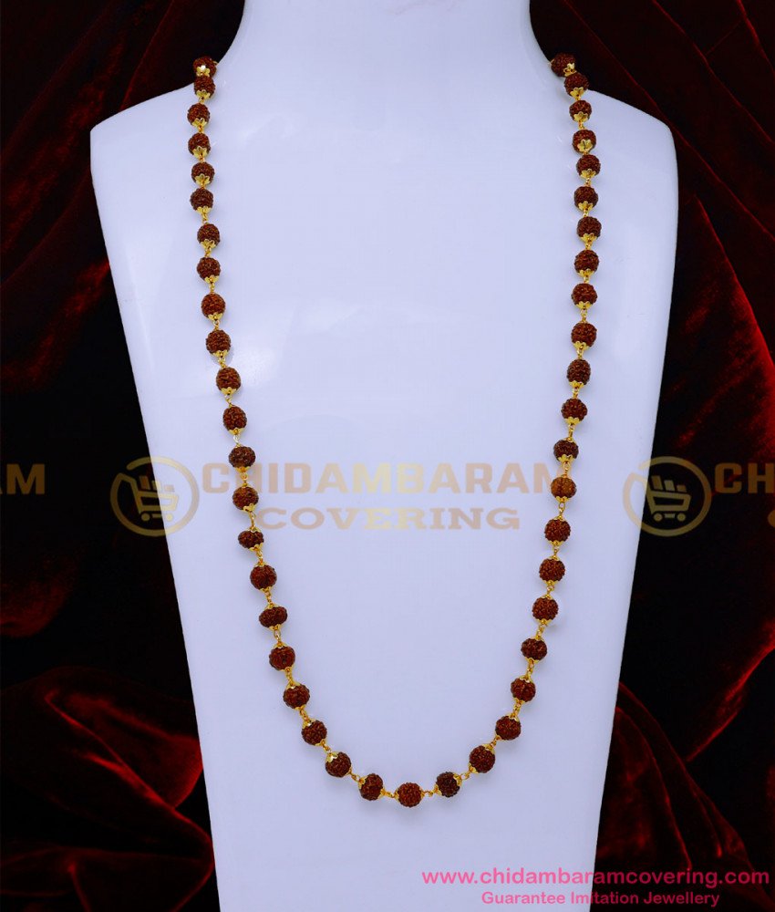 CHN336 - One Gram Gold Plated Men Single Rudraksha Gold Chain Design